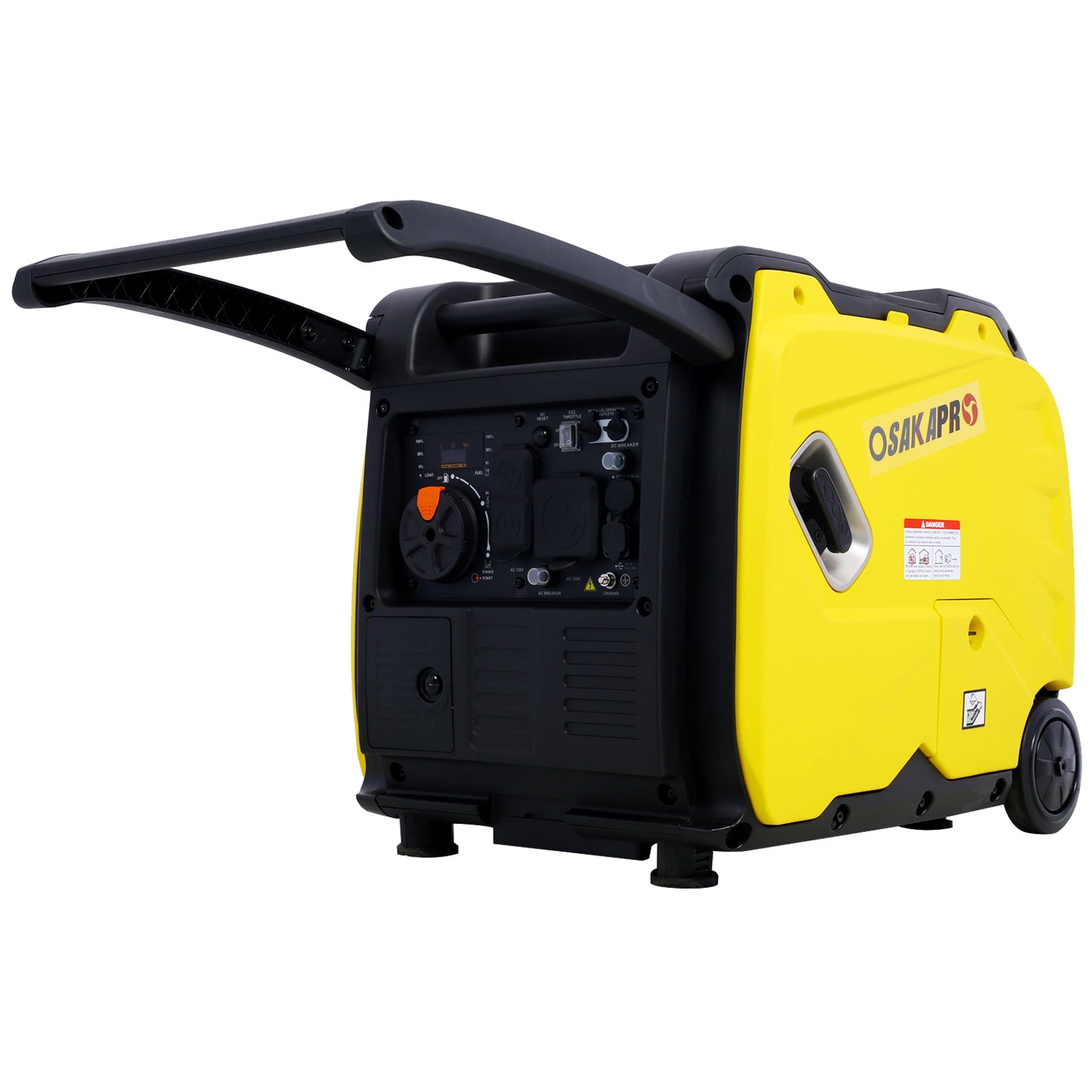 Front view of Campingood Super Quiet Generator, lightweight steel, low noise 71cc engine, portable outdoor camping power solution