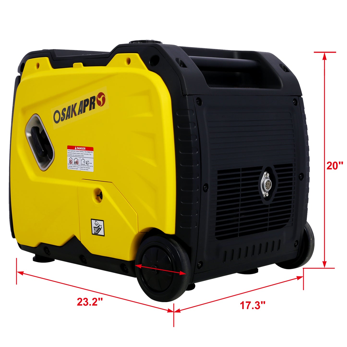 Front view of Campingood Super Quiet Generator, lightweight steel, portable outdoor camping power solution