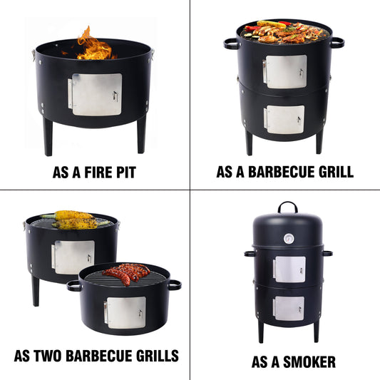 17 - Inch Heavy Duty Steel Charcoal BBQ Grill and Smoker, Black for camping and outdoor | campingood.com