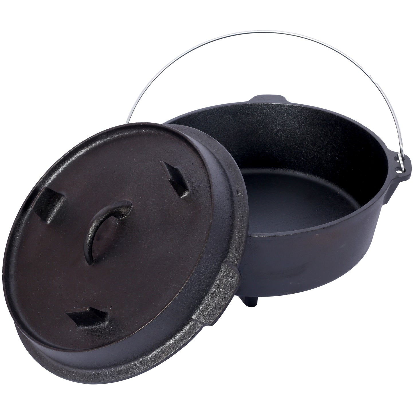 Pre-Seasoned 12Qt Cast Iron Dutch Oven with Skillet Lid for Camping