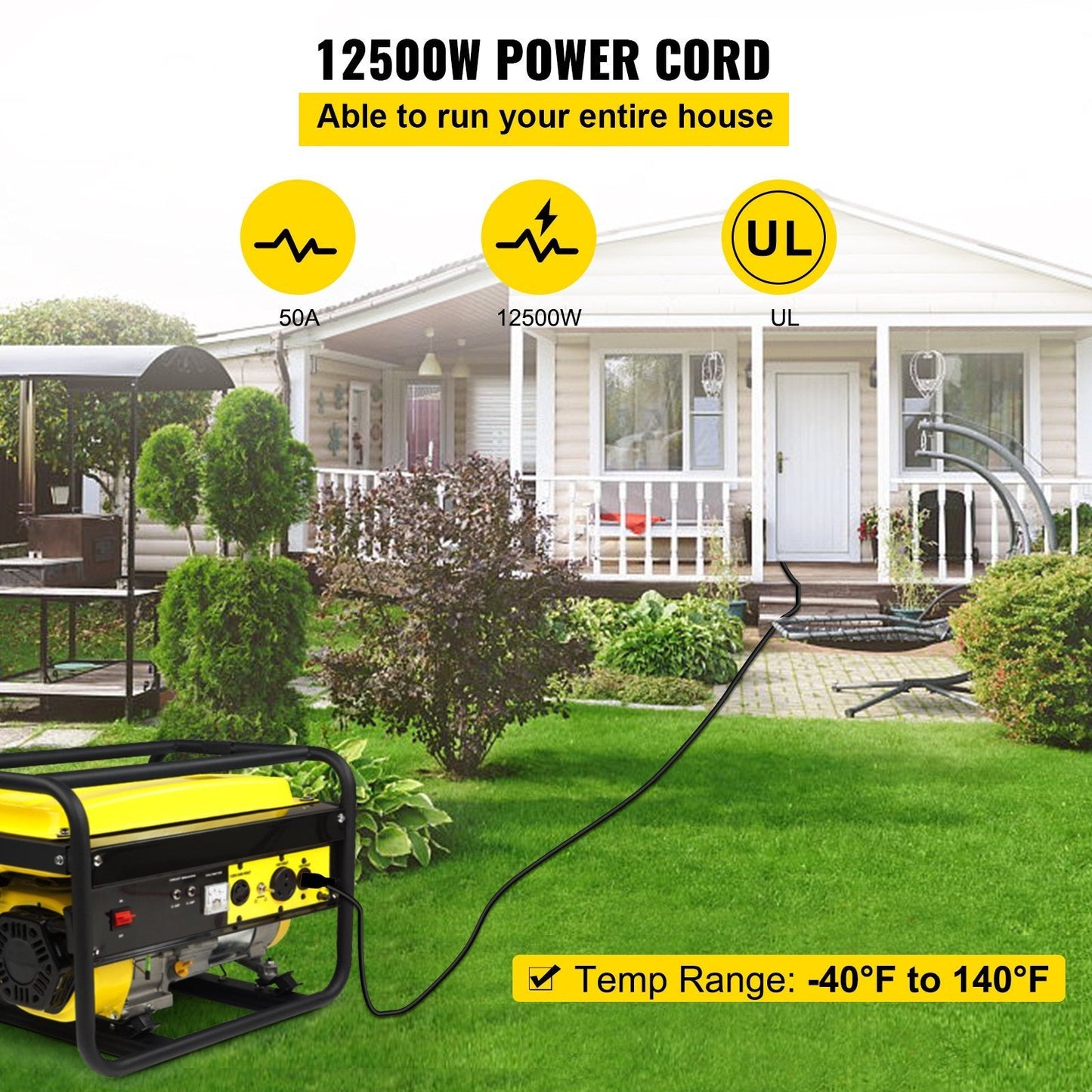 25Ft 50Amp Generator Extension Cord, STW 6/3+8/1, N14 - 50P | Campingood for camping and outdoor | campingood.com