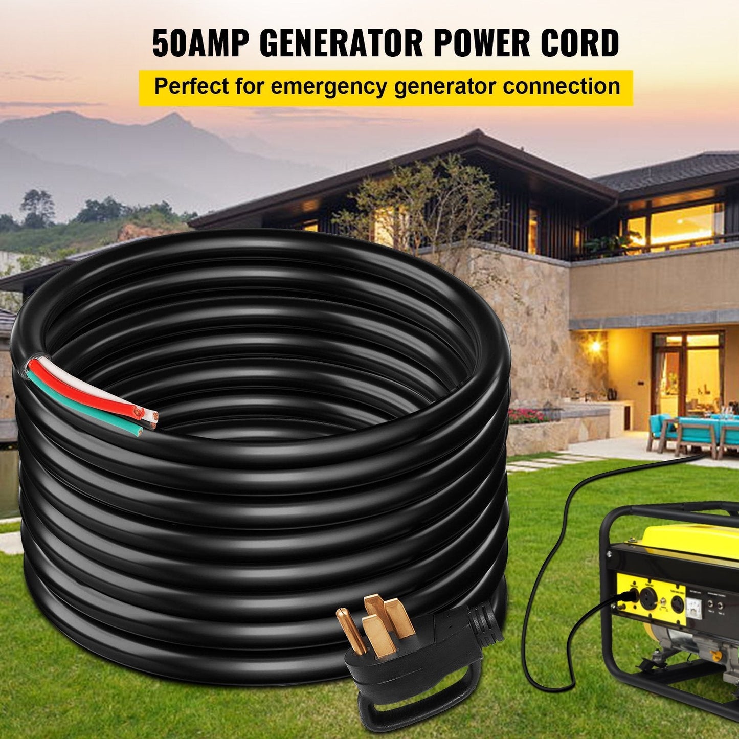 25Ft 50Amp Generator Extension Cord, STW 6/3+8/1, N14 - 50P | Campingood for camping and outdoor | campingood.com