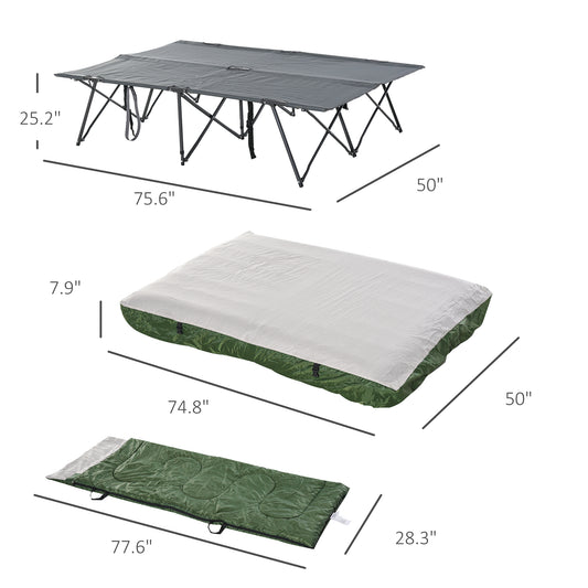 Inflatable Air Mattress on Outsunny Camping Cot, comfort pillows included, portable for camping, Campingood