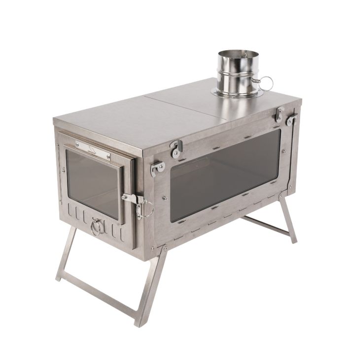 Folding Titanium Stove with Glass - 6' Chimney