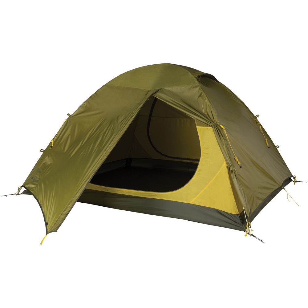 Green camping tent on a white background