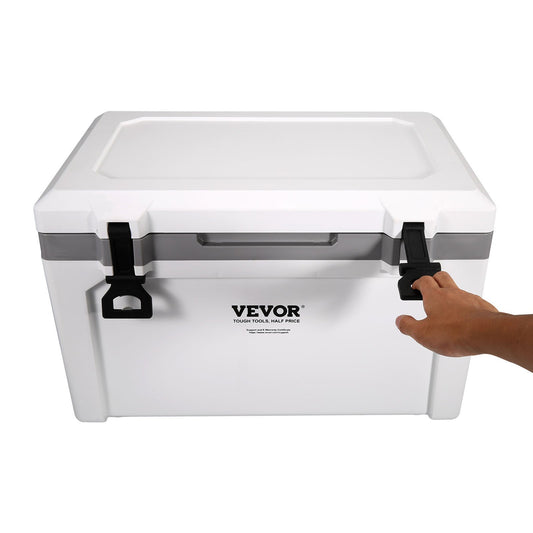 52Qt Insulated Portable Cooler with Heavy Duty Handle, White | Campingood
