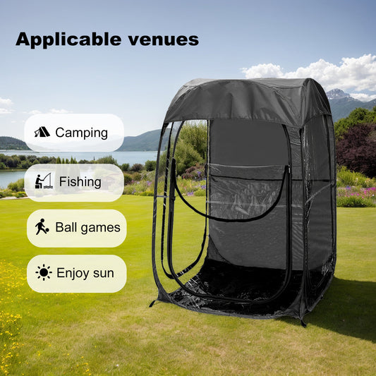 Portable Pop Up Sports Tent for camping outdoor, black polyester, instant setup shelter, Campingood