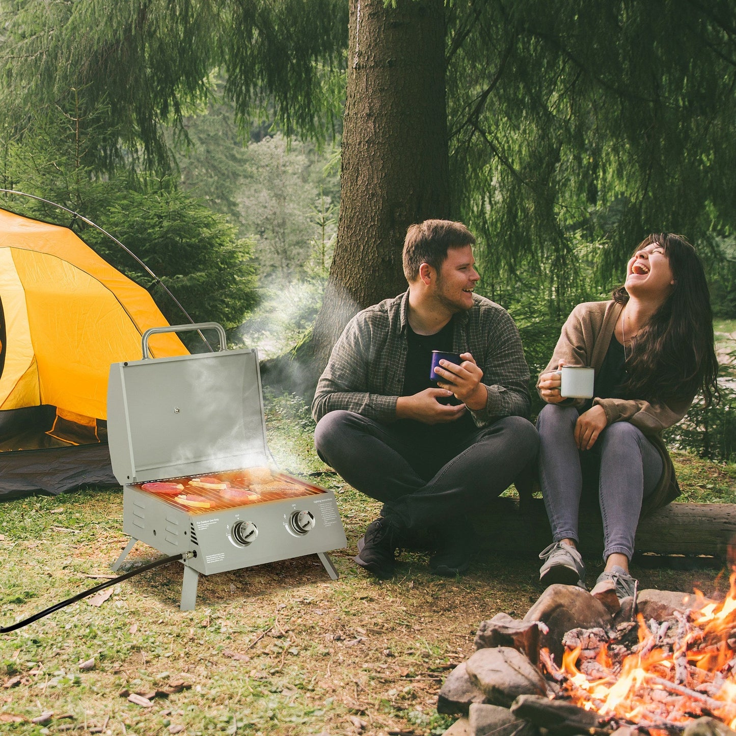 2 Burner Portable Propane Grill Tabletop BBQ Outdoor Campingood for camping and outdoor | campingood.com