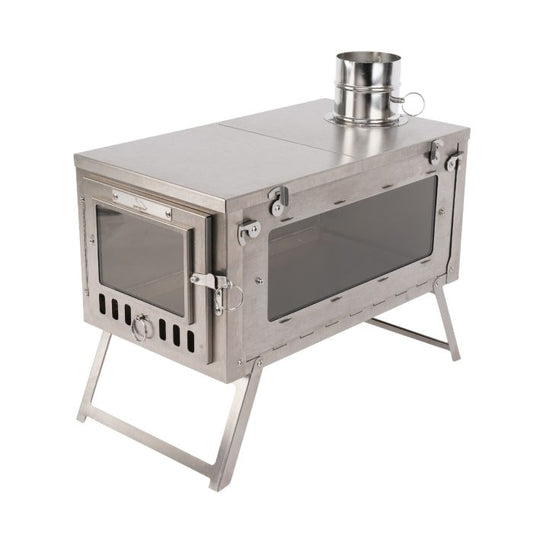 Folding Titanium Stove with Glass - 6' Chimney