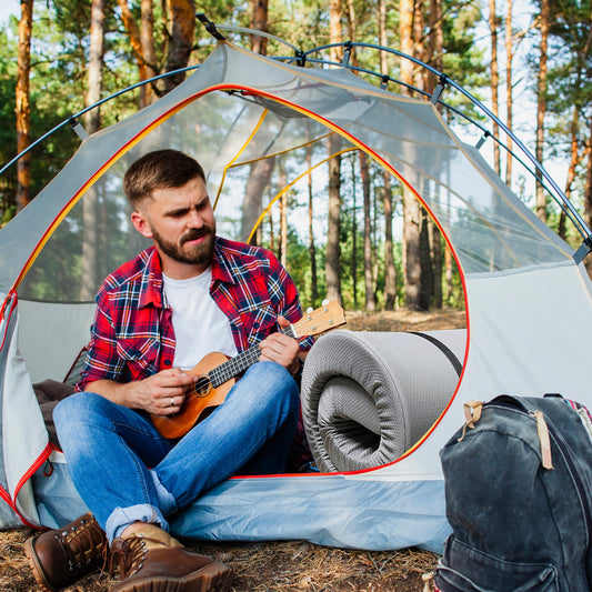 Memory Foam Camping Mattress 75x30, grey polyester, foldable, water-resistant, Made in USA, Campingood