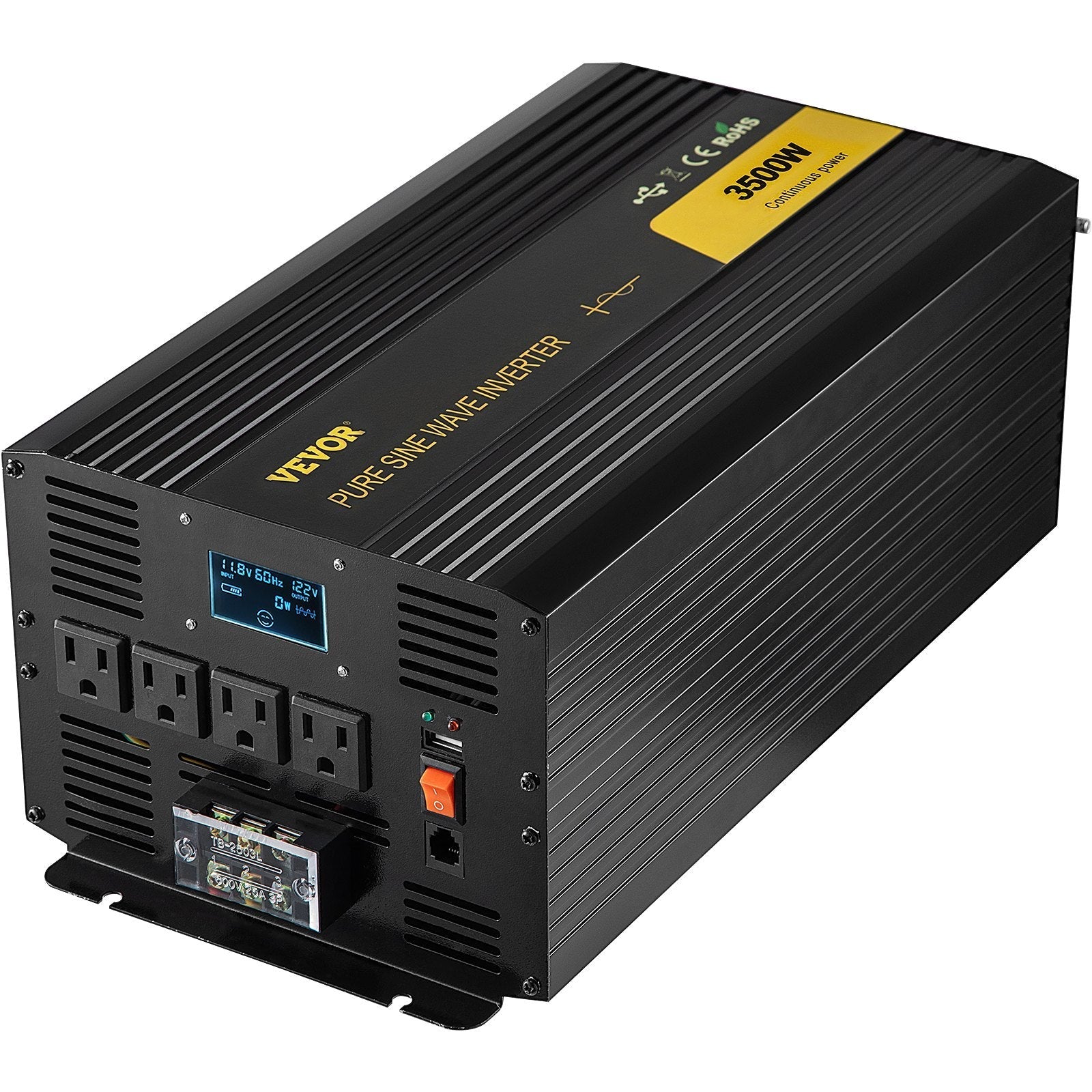 3500W Pure Sine Wave Power Inverter, 12V DC to 120V AC, Black | Campingood for camping and outdoor | campingood.com