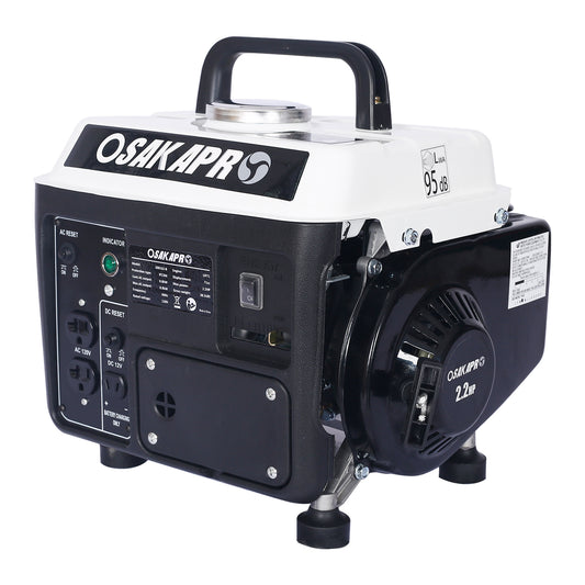 900W Portable Gas Generator in White at a campsite