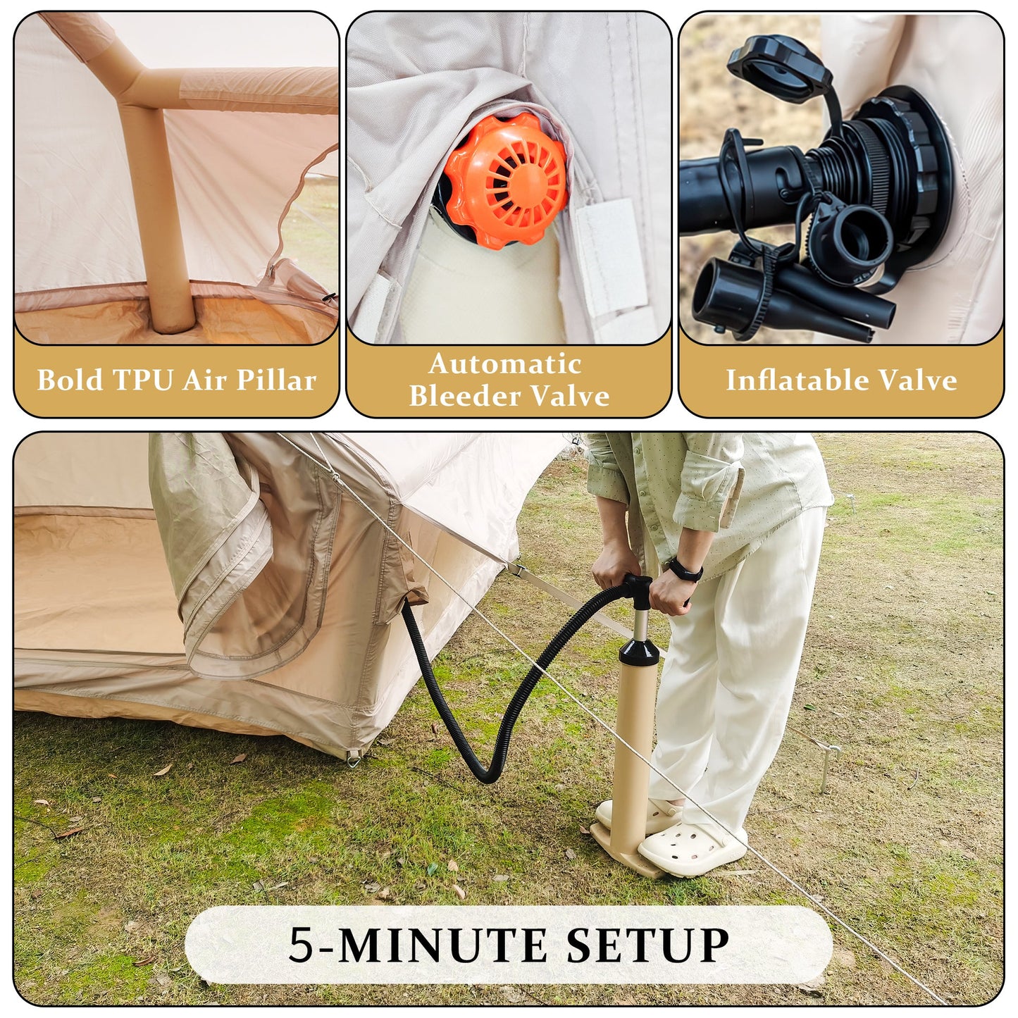 4 - 6 Person Inflatable Glamping Tent w/ Pump Outdoor Campingood for camping and outdoor | campingood.com