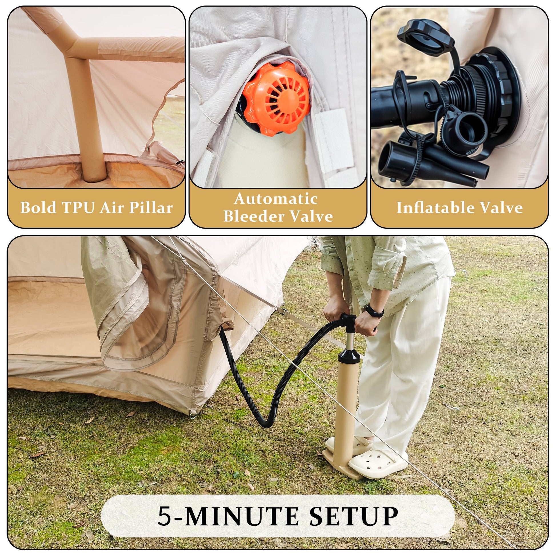 4 - 6 Person Inflatable Glamping Tent w/ Pump Outdoor Campingood for camping and outdoor | campingood.com