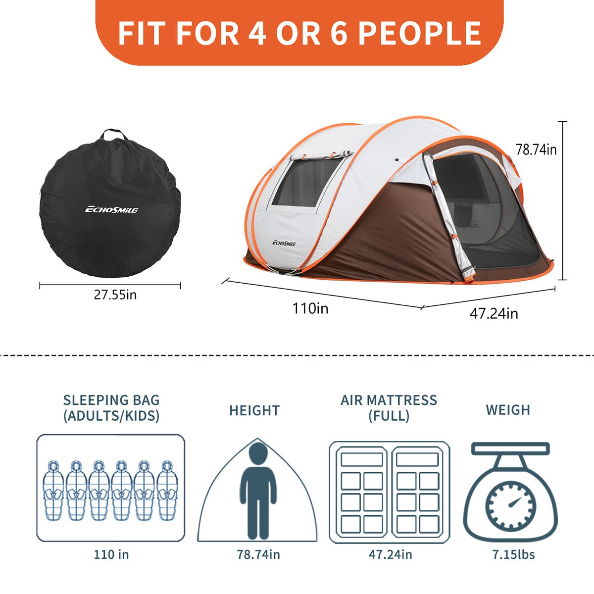 4 - 6 Person Pop Up Tent for Family Camping Outdoor Campingood for camping and outdoor | campingood.com