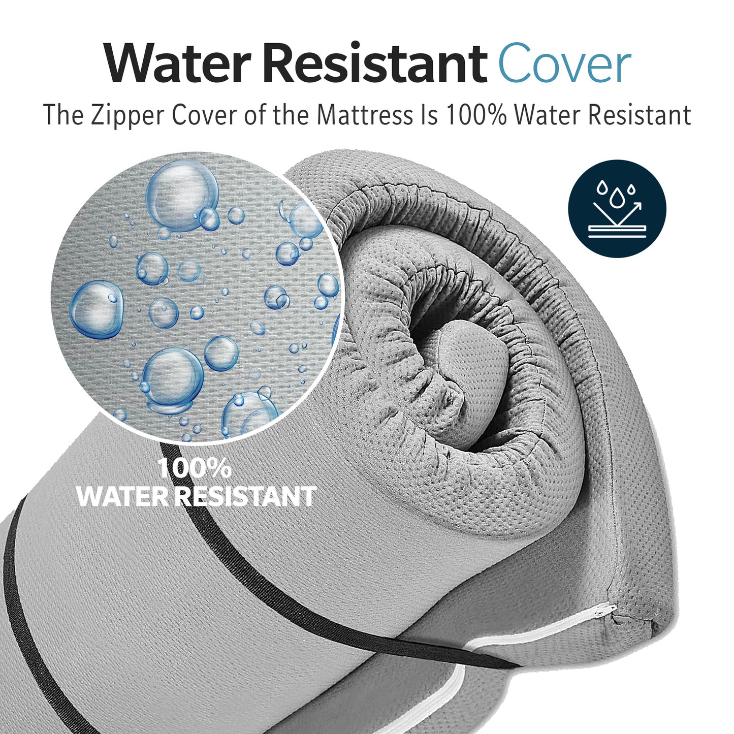 Folded Portable Camping Mattress with straps, ideal for RV camping, water-resistant cover, Campingood