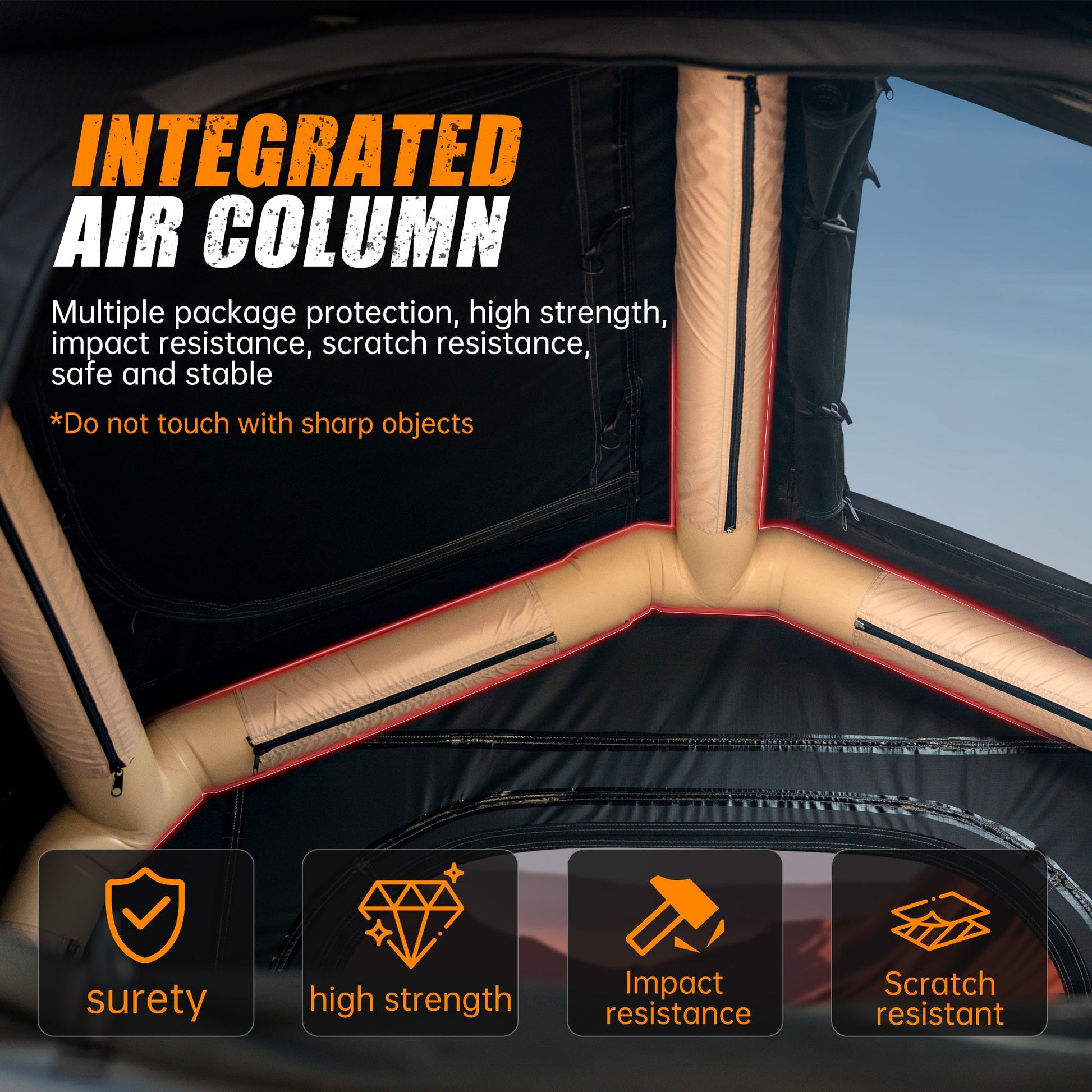 4x4 Roof Top Inflatable Tent with Ladder Khaki & Black for camping and outdoor | campingood.com