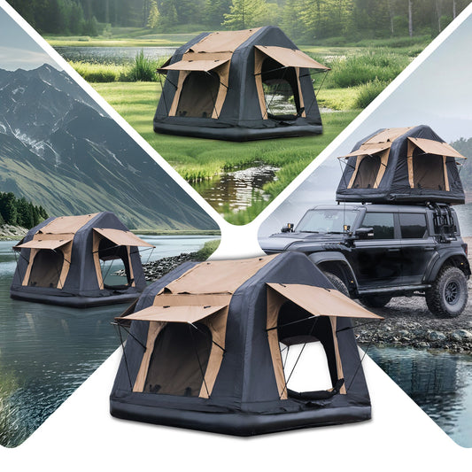 4x4 Roof Top Inflatable Tent with Ladder Khaki & Black for camping and outdoor | campingood.com