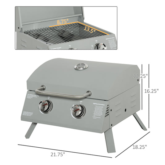 Outsunny Tabletop BBQ with foldable legs, built-in thermometer, ideal for picnics, Campingood