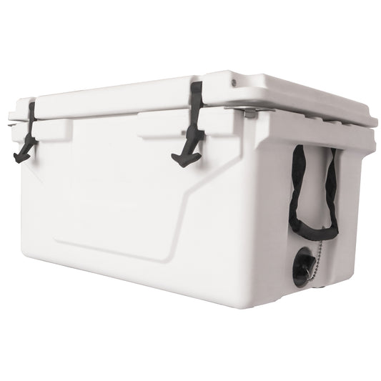 65QT Hard-Sided Cooler for camping outdoor, white plastic, 3-inch insulation, fishing ice chest, Campingood