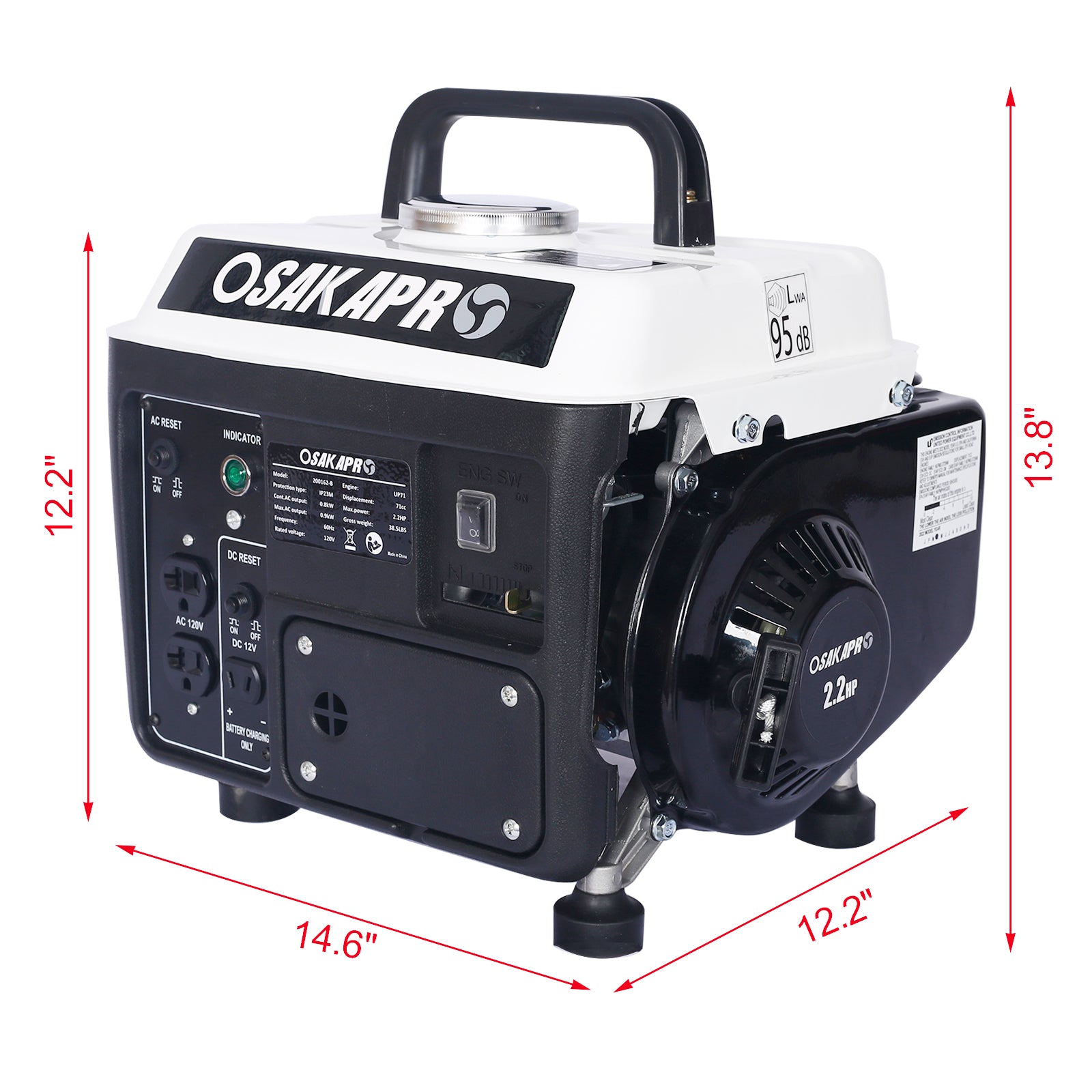 900W Portable Gas Generator, Low Noise, EPA Compliant, White for camping and outdoor | campingood.com