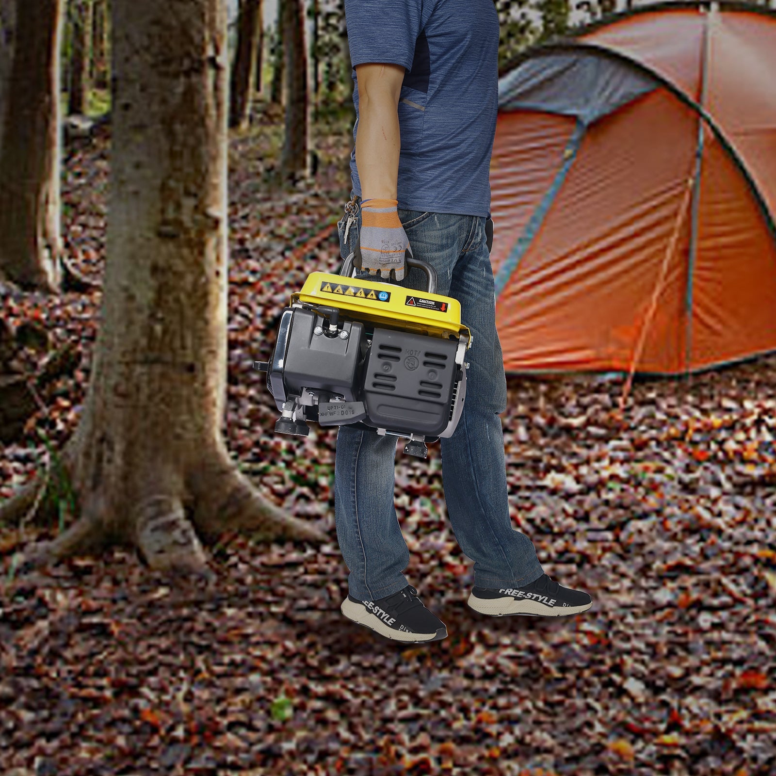 900W Portable Gas Generator, Low Noise, EPA Compliant, Yellow for camping and outdoor | campingood.com