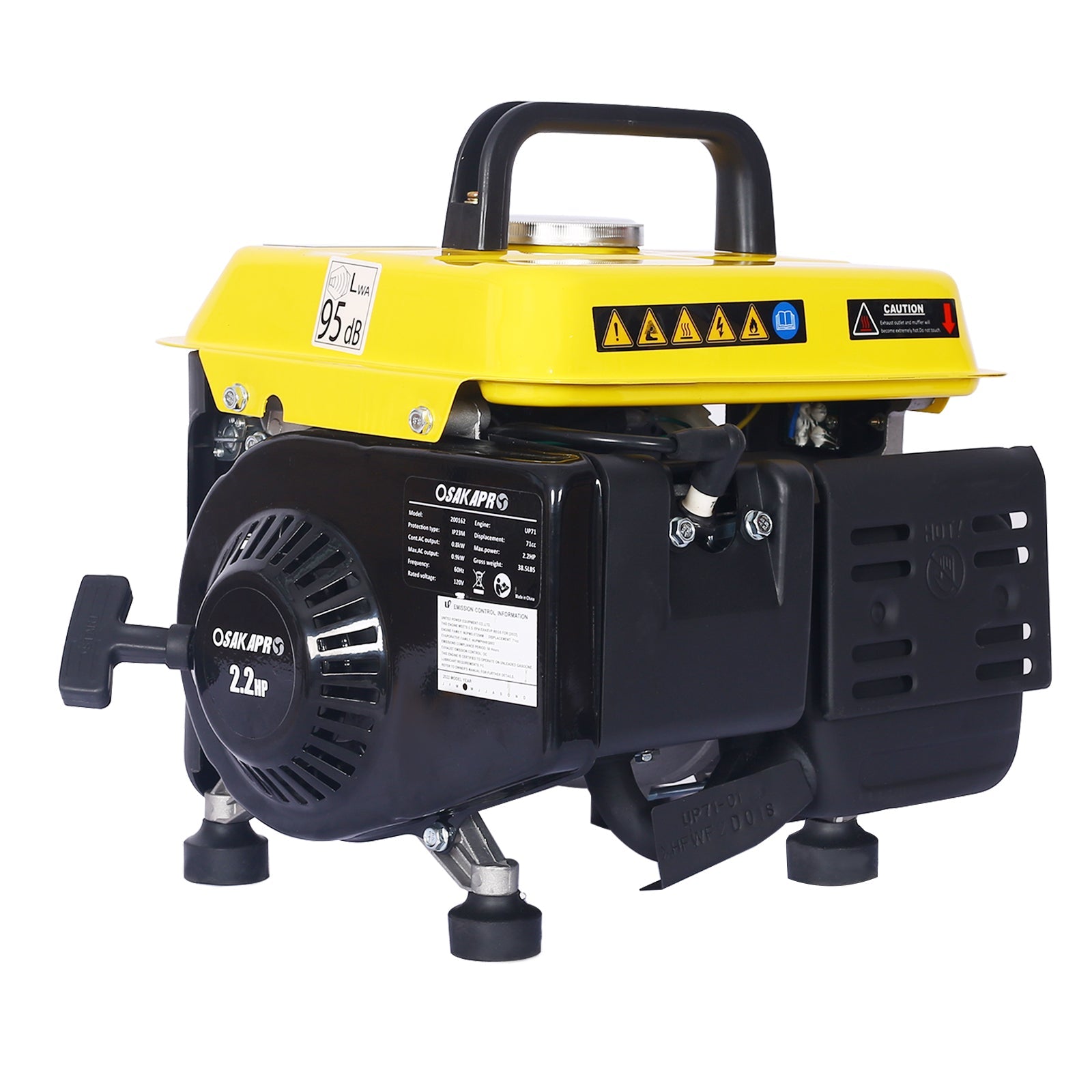 900W Portable Gas Generator, Low Noise, EPA Compliant, Yellow for camping and outdoor | campingood.com