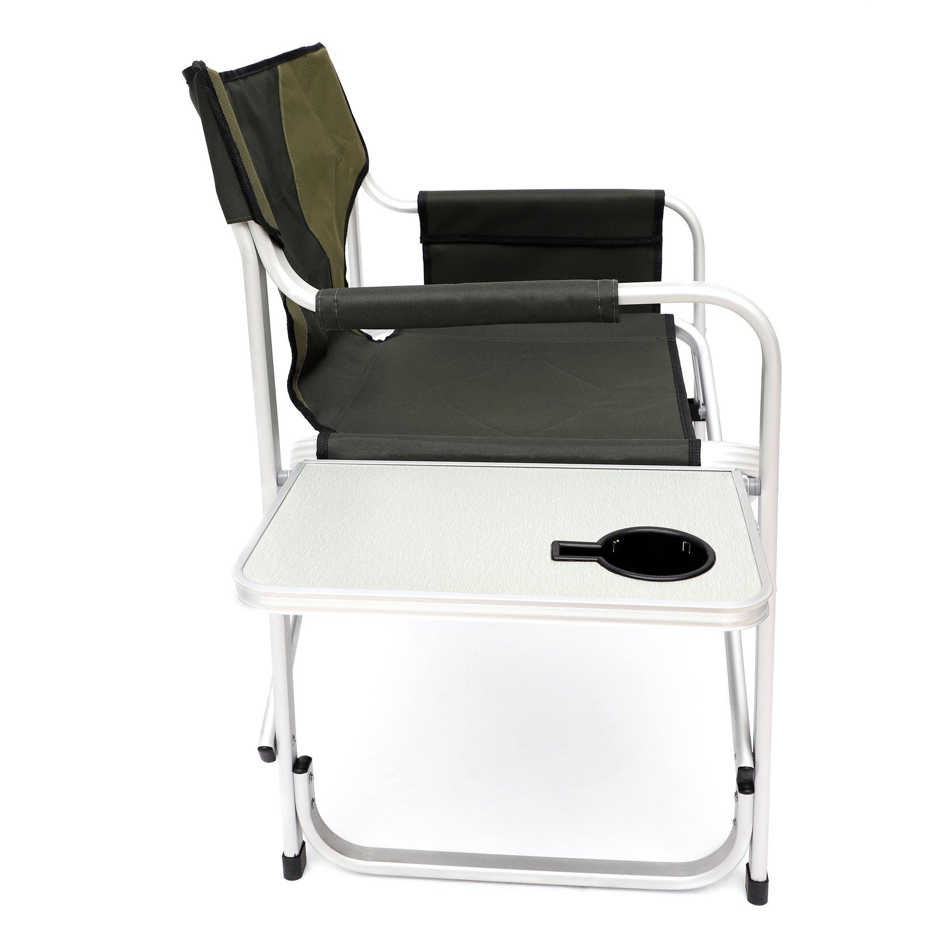 Green Aluminum Directors Chair with side table, padded comfort for fishing picnic, Campingood