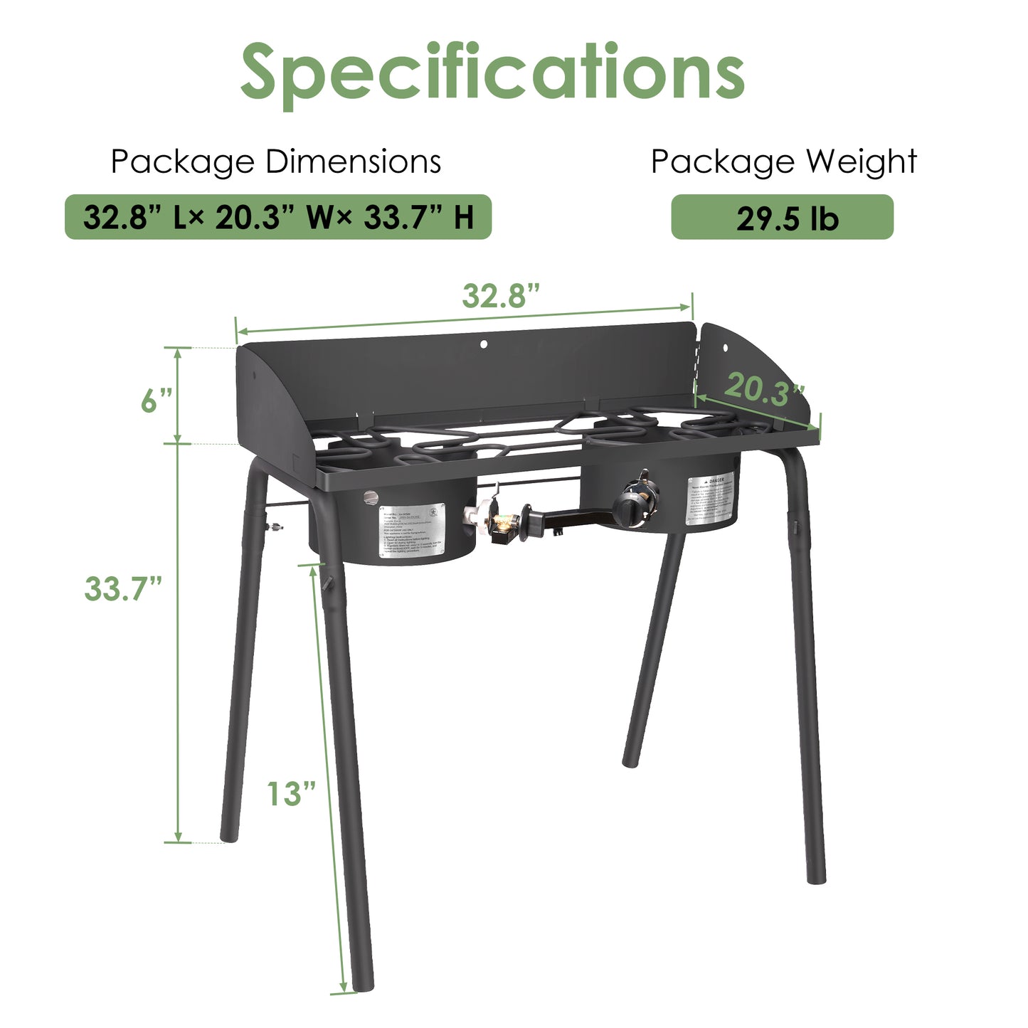 Portable Gas Stove for camping, 60,000 BTU, CSA certified, supports 200 lbs, Campingood