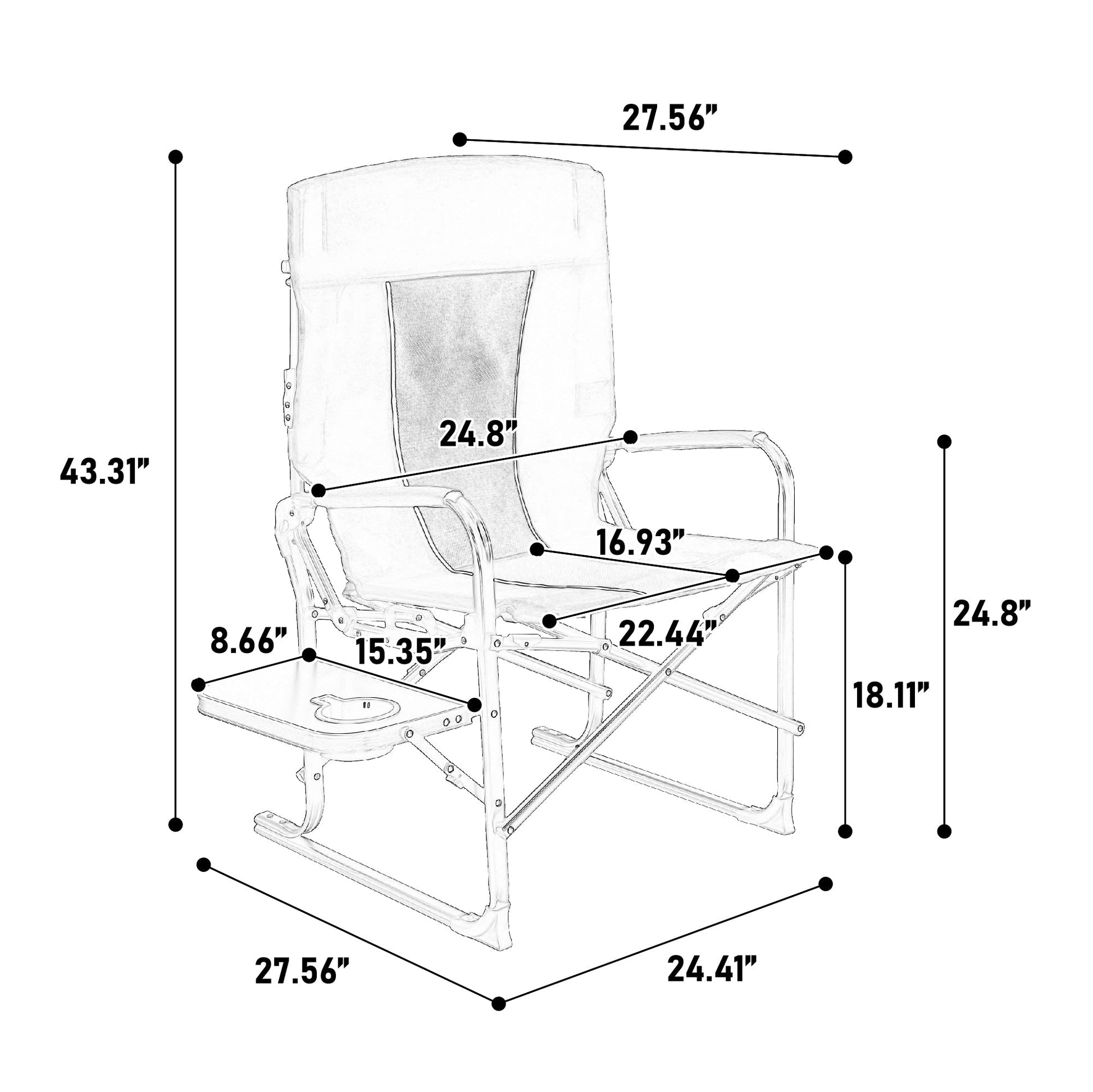 Directors Chair Grey with Side Table for camping and outdoor | campingood.com