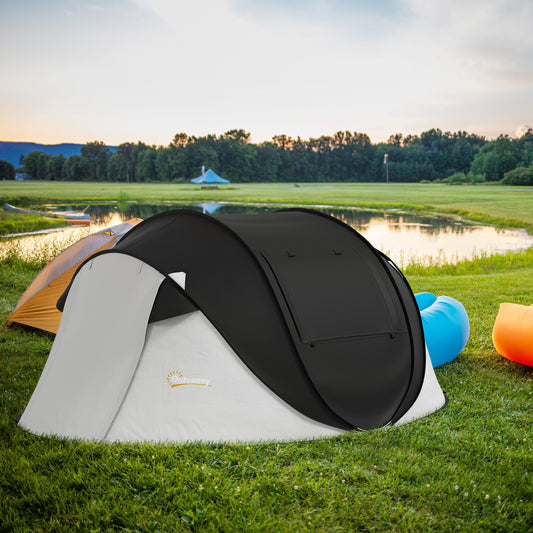 Side view of Pop Up Tent with porch vestibule, 3000mm waterproof, ideal for family camping, Campingood