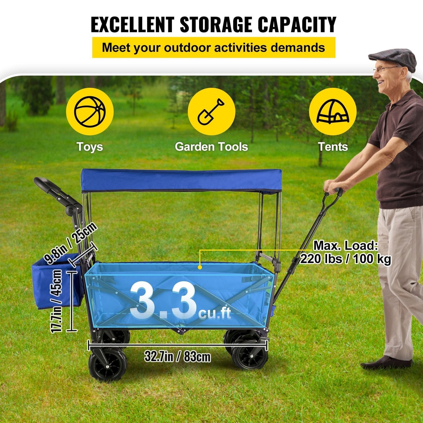 Extra Large Garden Cart w/ Canopy for Camping Outdoor Campingood for camping and outdoor | campingood.com