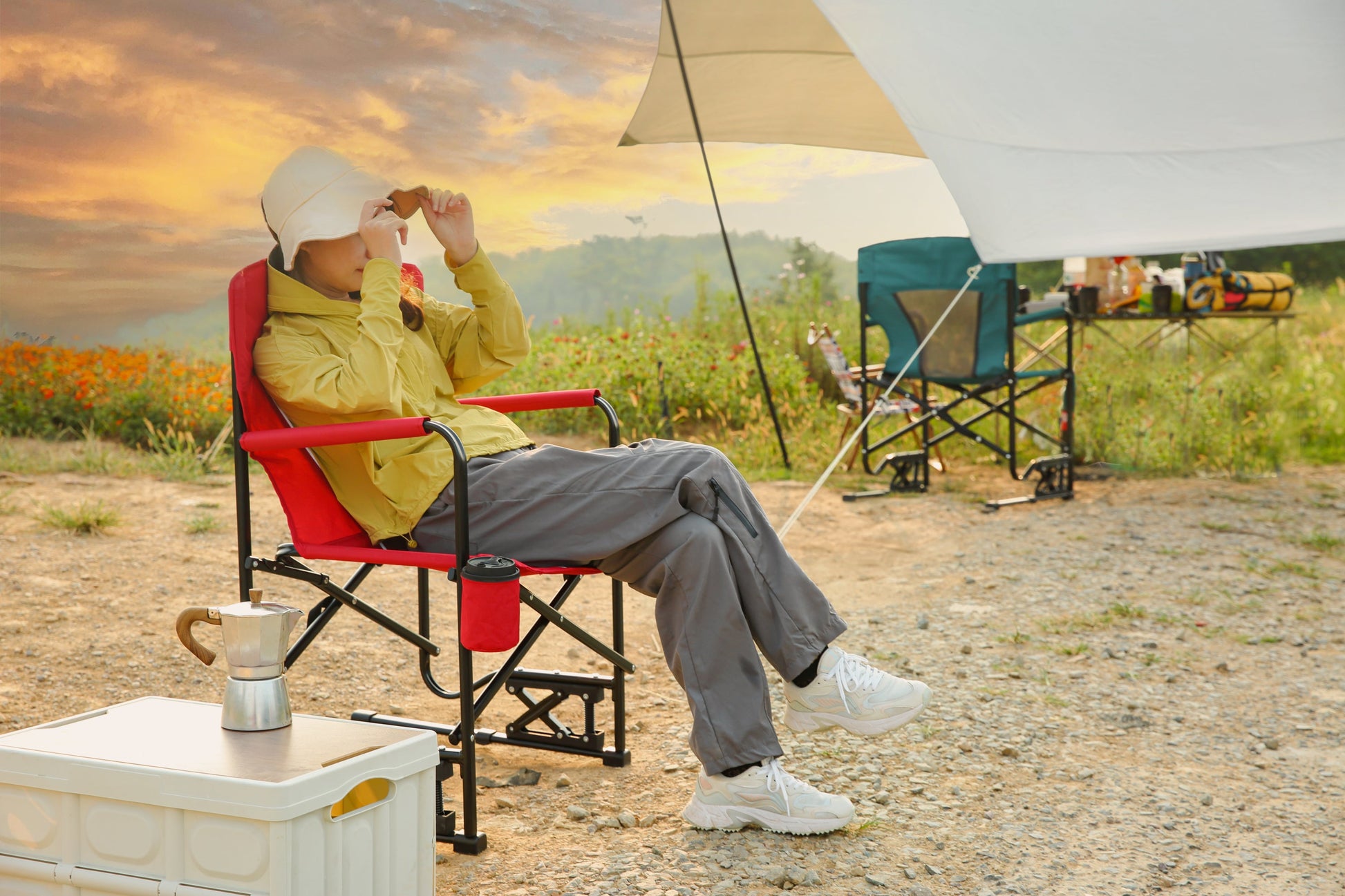 Freestyle Rocker Chair Red with Drink Holder for camping and outdoor | campingood.com