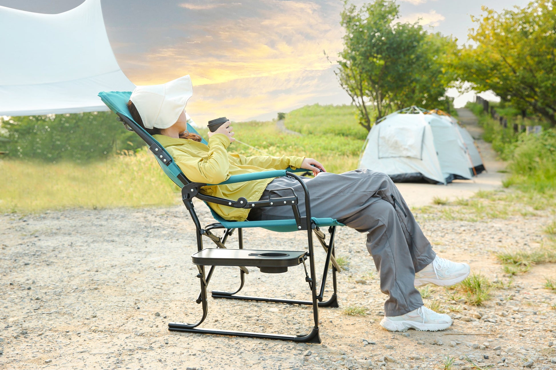 Heavy Duty Director's Camping Chair with Side Table & Cup Holder | Blue for camping and outdoor | campingood.com