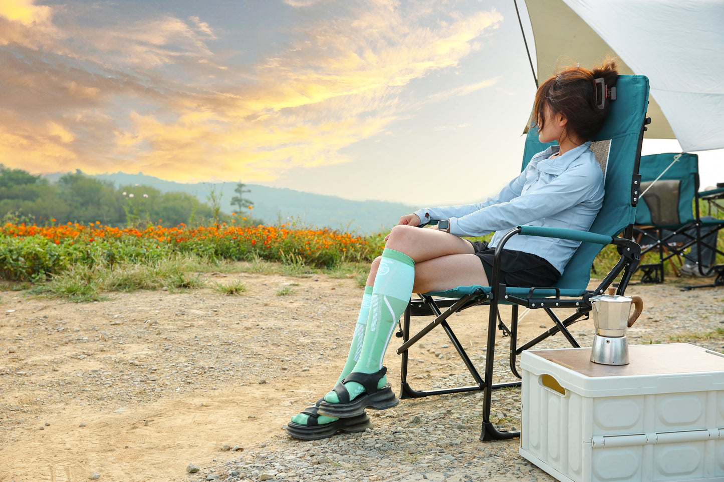 Heavy Duty Director's Camping Chair with Side Table & Cup Holder | Blue for camping and outdoor | campingood.com