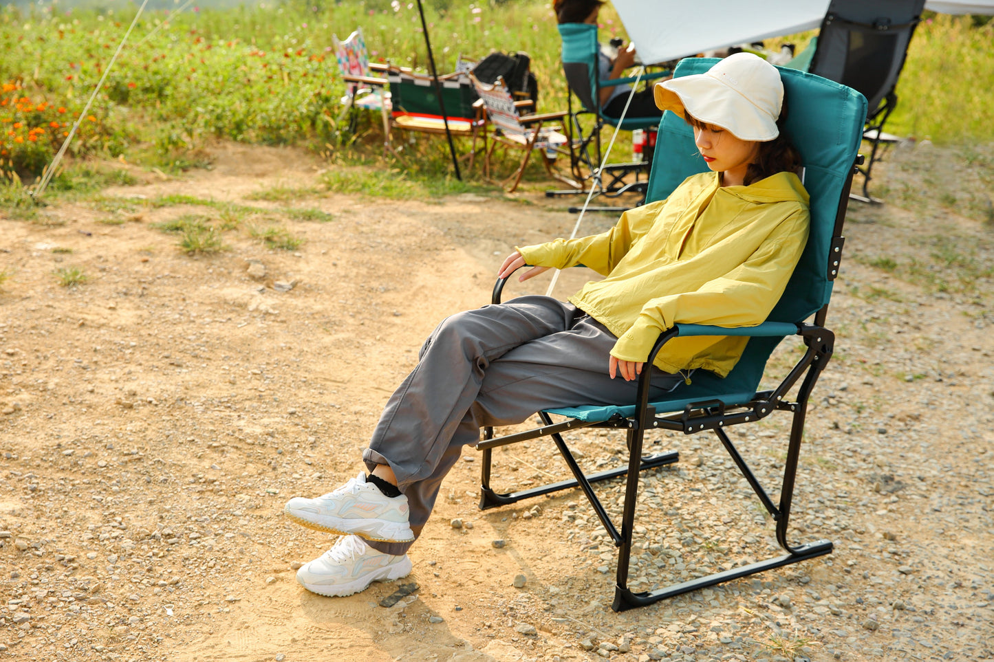 Heavy Duty Director's Camping Chair with Side Table & Cup Holder | Blue for camping and outdoor | campingood.com