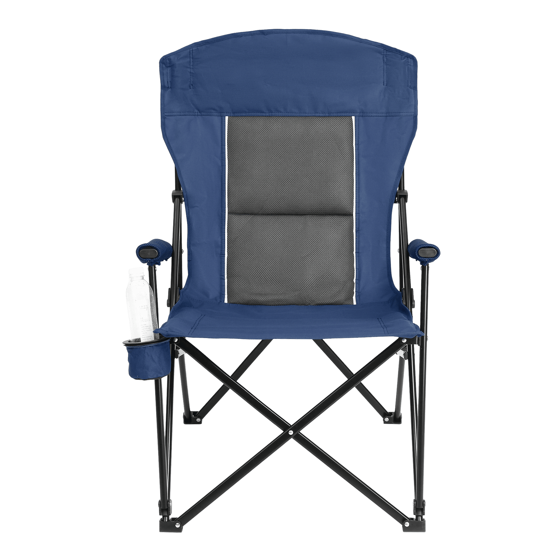 Heavy Duty Lawn Chair 250lbs Navy Blue with Cup for camping and outdoor | campingood.com