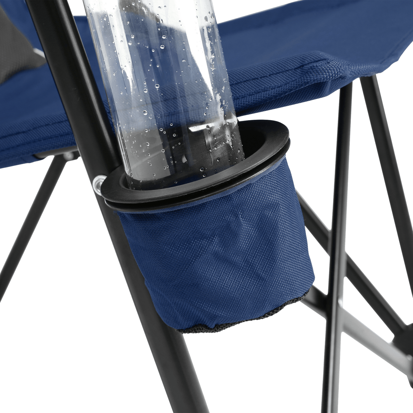 Heavy Duty Lawn Chair 250lbs Navy Blue with Cup for camping and outdoor | campingood.com