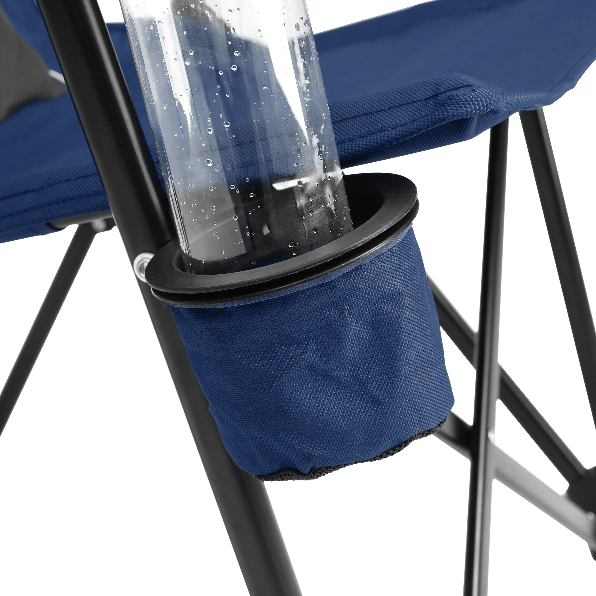 Heavy Duty Lawn Chair 250lbs Navy Blue with Cup for camping and outdoor | campingood.com