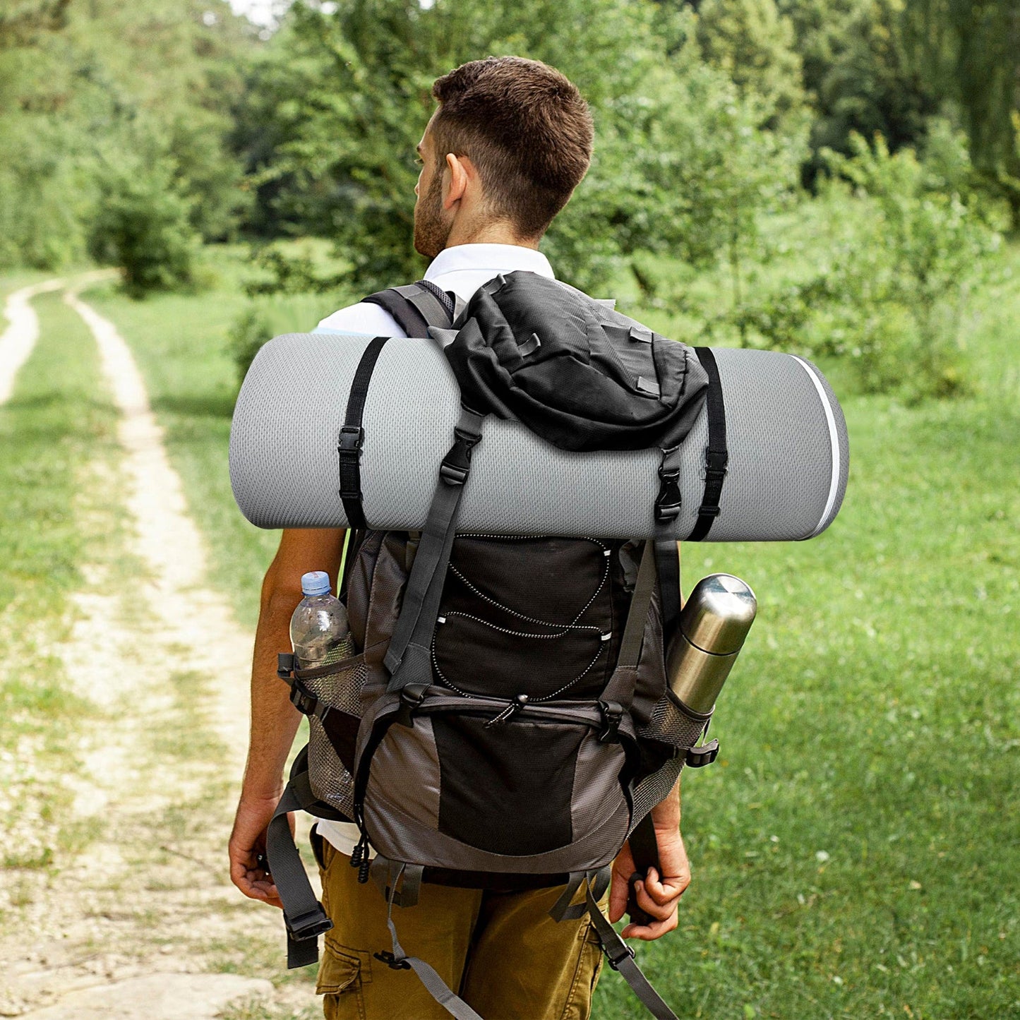 Memory Foam Camping Mattress with Water - Resistant Cover – Grey, 75"x38" for camping and outdoor | campingood.com