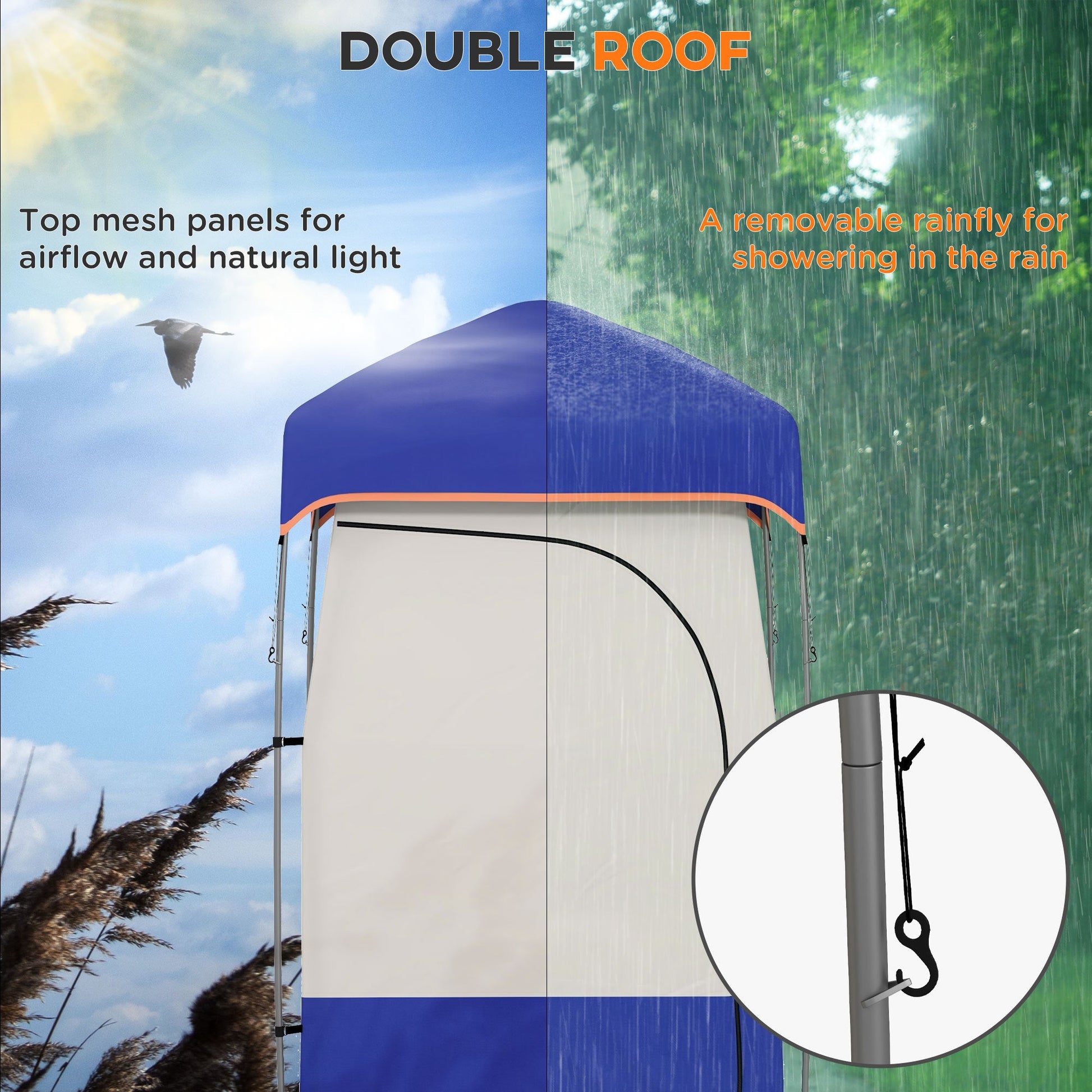 Outsunny Shower Tent Blue with Bag for camping and outdoor | campingood.com