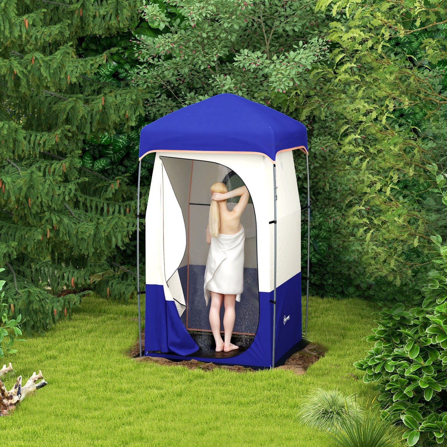 Outsunny Shower Tent Blue with Bag for camping and outdoor | campingood.com