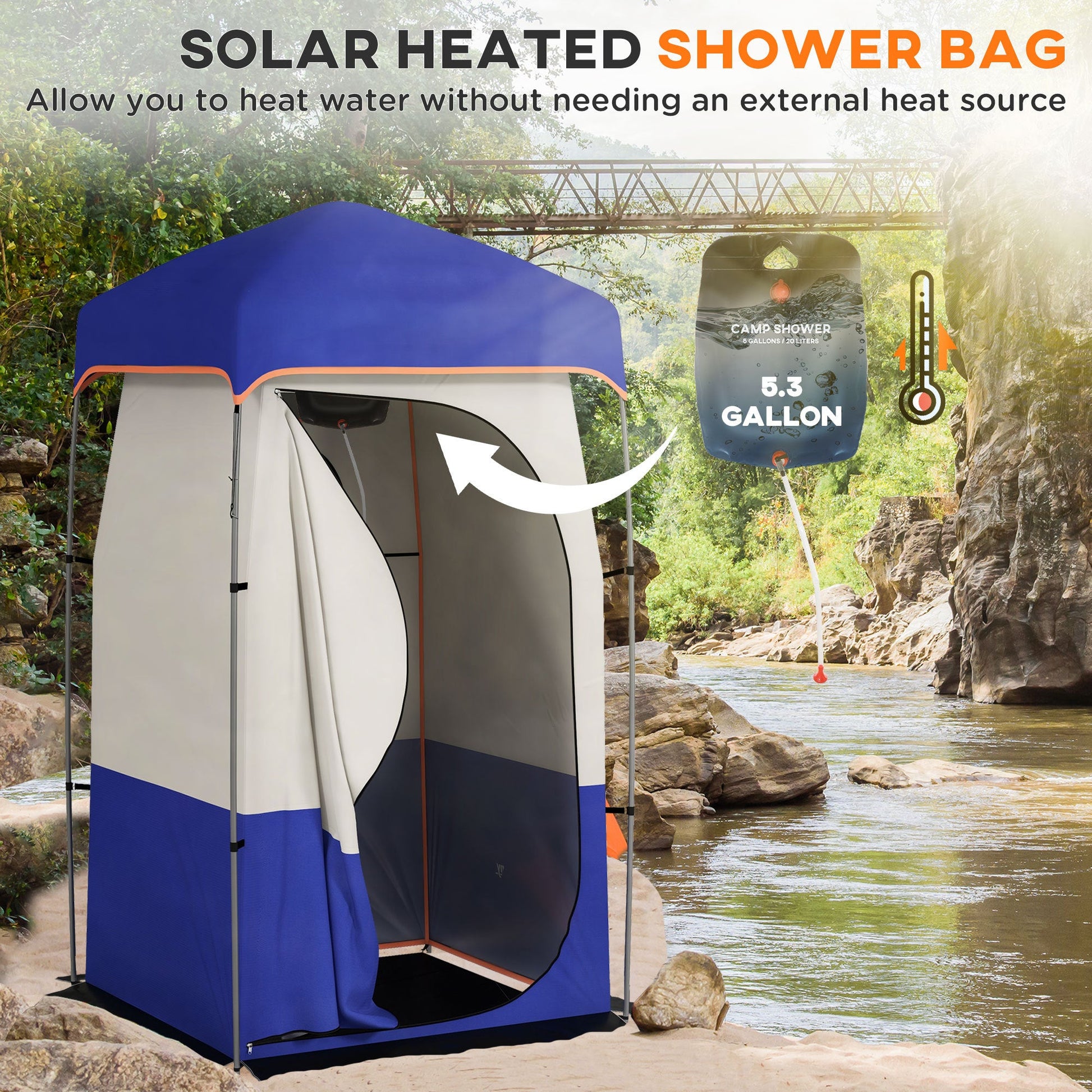 Outsunny Shower Tent Blue with Bag for camping and outdoor | campingood.com