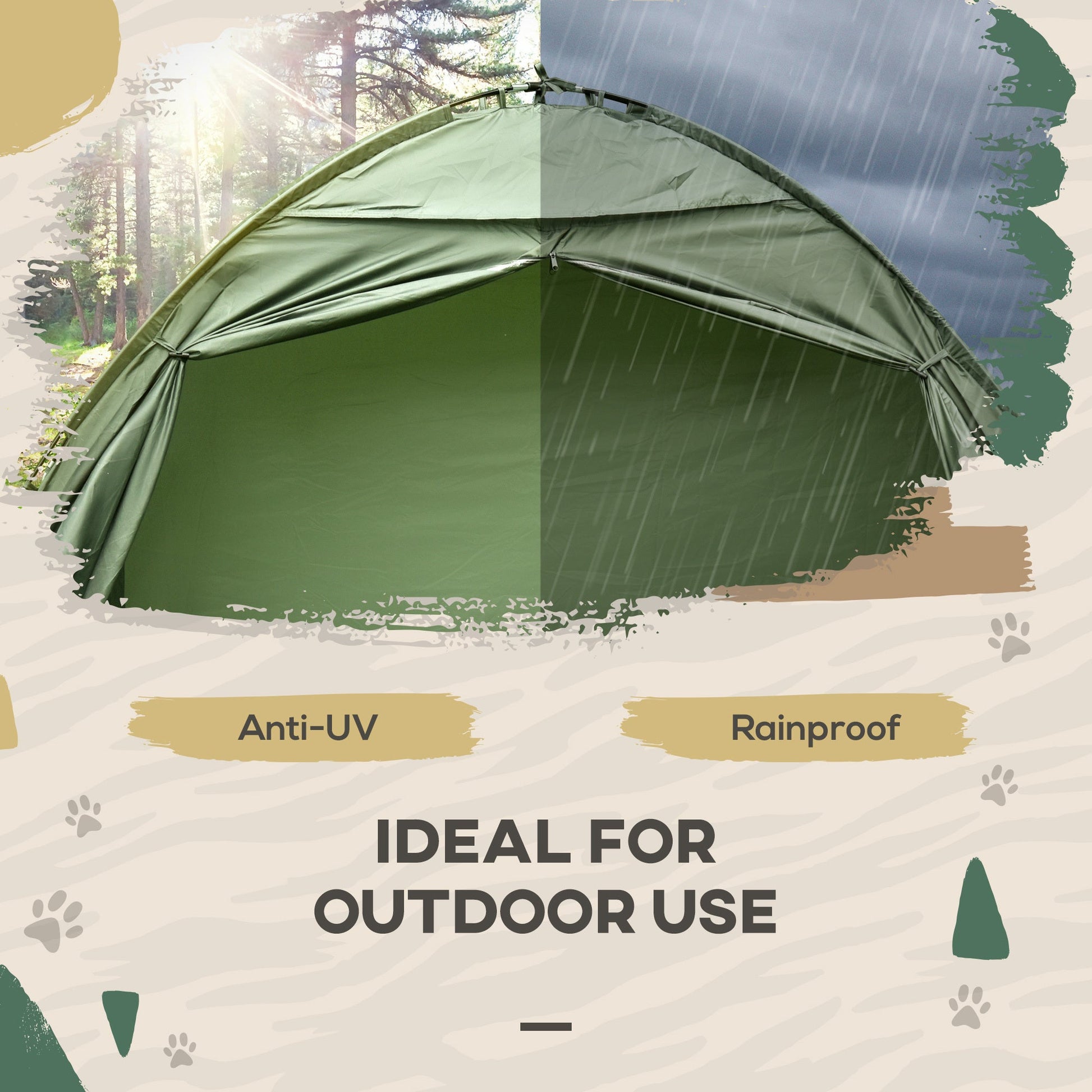 Outsunny Tent Cot Green Single Person for camping and outdoor | campingood.com