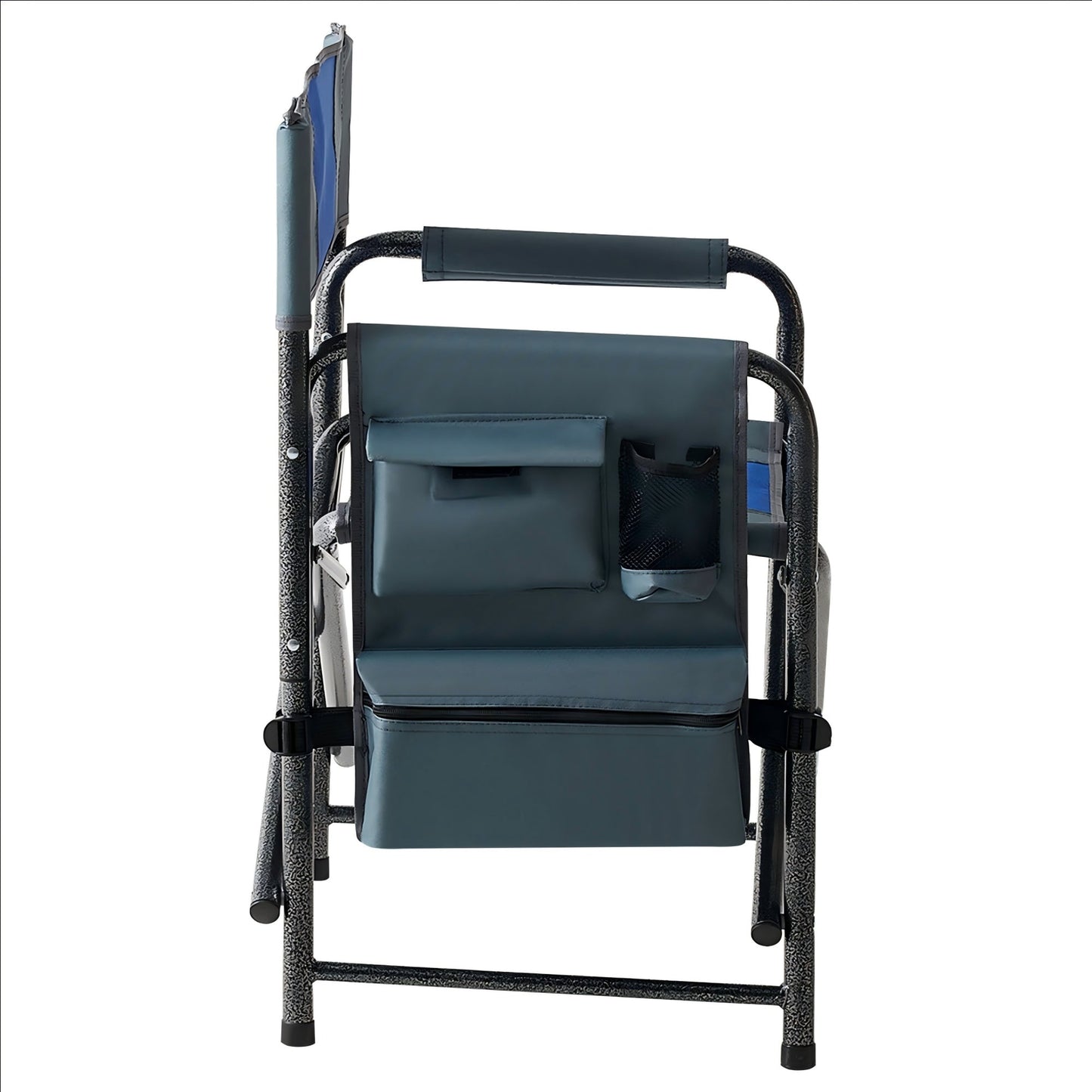 Oversized Padded Folding Camping Chair with Storage Pockets, Blue/Grey for camping and outdoor | campingood.com