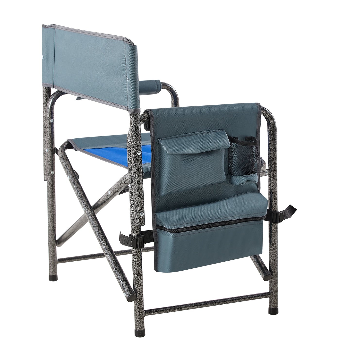 Oversized Padded Folding Camping Chair with Storage Pockets, Blue/Grey for camping and outdoor | campingood.com