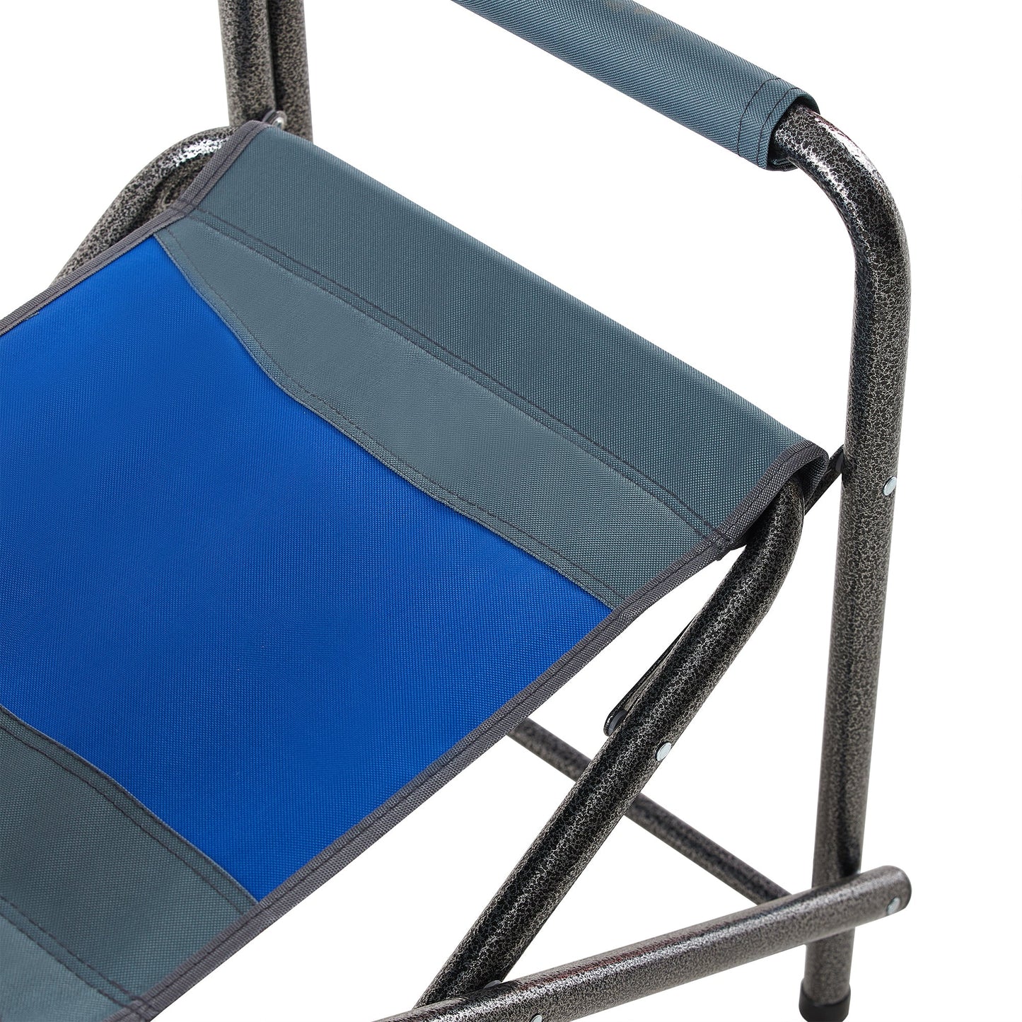 Oversized Padded Folding Camping Chair with Storage Pockets, Blue/Grey for camping and outdoor | campingood.com
